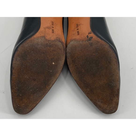 SALVATORE FERRAGAMO Black Leather Chunky Heels Pumps Sz 5.5 B - Picture 10 of 11